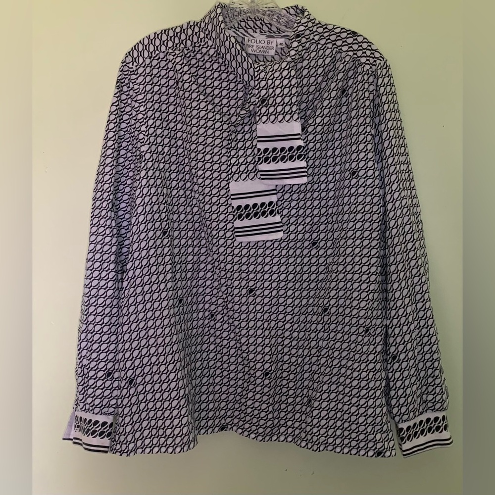 Elegant Black and White Geometric Blouse